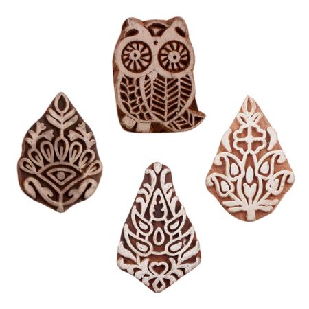Set of 4 Piece New Mix Wooden Printing Blocks
